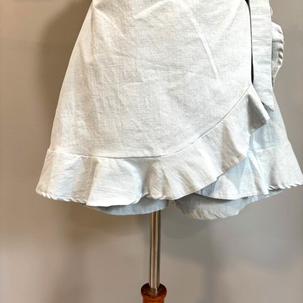 Princess Polly Cottage Hill Mini Romper Baby Blue Tiered Ruffle Wrap Skort - Picture 7 of 10